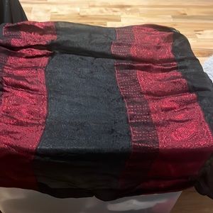 Maroon and black silk scarf from India